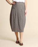 Gonna in cotone rigato e goffrato