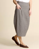 Gonna in cotone rigato e goffrato