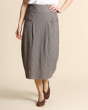 Gonna in cotone rigato e goffrato