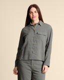 Giacca camicia in lino e viscosa