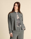 Giacca camicia in lino e viscosa