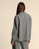 Giacca camicia in lino e viscosa