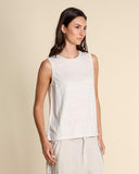 Top in jersey di lino e georgette di viscosa