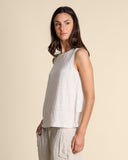 Top in jersey di lino e georgette di viscosa