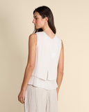 Top in jersey di lino e georgette di viscosa