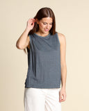 Top in jersey di lino e georgette di viscosa