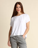 T shirt in jersei di lino e georgette di viscosa