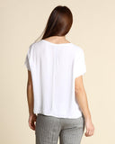 T-Shirt aus Leinenjersey und Viskose-Georgette