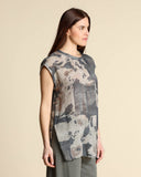 Blusa in georgette di viscosa stampata