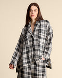 Giacca check in cotone e lino