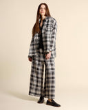 Giacca check in cotone e lino