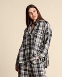 Giacca check in cotone e lino