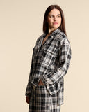 Giacca check in cotone e lino