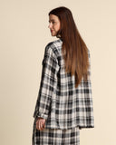 Giacca check in cotone e lino