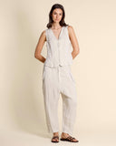 Pantaloni in lino e cupro