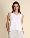 Top in lino e georgette di viscosa
