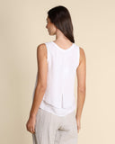 Top in lino e georgette di viscosa