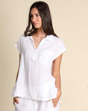 Camicia in in lino e georgette di viscosa