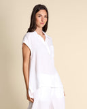 Camicia in in lino e georgette di viscosa