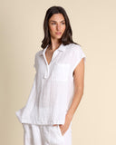 Camicia in in lino e georgette di viscosa