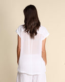 Camicia in in lino e georgette di viscosa