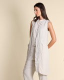 Gilet lungo in lino e georgette di viscosa