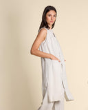 Gilet lungo in lino e georgette di viscosa