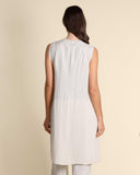 Gilet lungo in lino e georgette di viscosa