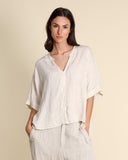 Camicia in misto lino seersucker e  viscosa