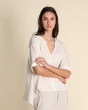 Camicia in misto lino seersucker e  viscosa