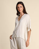 Camicia in misto lino seersucker e  viscosa