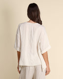Camicia in misto lino seersucker e  viscosa