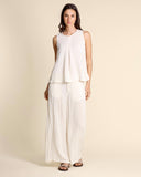 Pantaloni in lino seersucker e viscosa