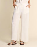 Pantaloni in lino seersucker e viscosa