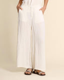 Pantaloni in lino seersucker e viscosa