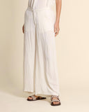Pantaloni in lino seersucker e viscosa