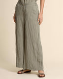 Pantaloni in misto lino serrsucker e viscosa