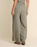 Pantaloni in misto lino serrsucker e viscosa