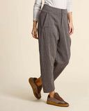 Pantaloni in cotone, lino, viscosa e lana