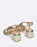 Sandali con tacco in pelle intrecciata