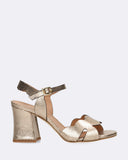 Sandali con tacco in pelle