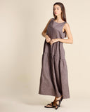 Abito lungo in lino e viscosa