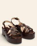 Sandali in pelle con zeppa
