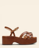 Sandali in pelle con zeppa