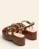 Sandali in pelle con zeppa