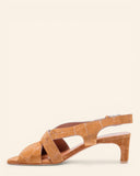 Sandali in pelle scamosciata stampa coccodrillo