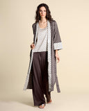 Long kimono in printed twill