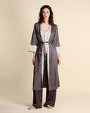 Long kimono in printed twill