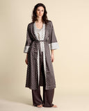 Long kimono in printed twill