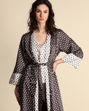 Long kimono in printed twill
